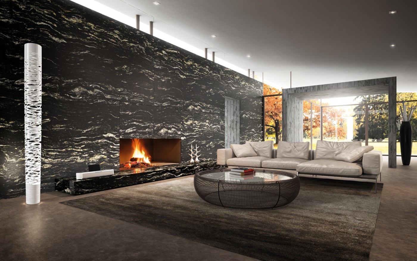 Black Cosmic Granite Fireplace